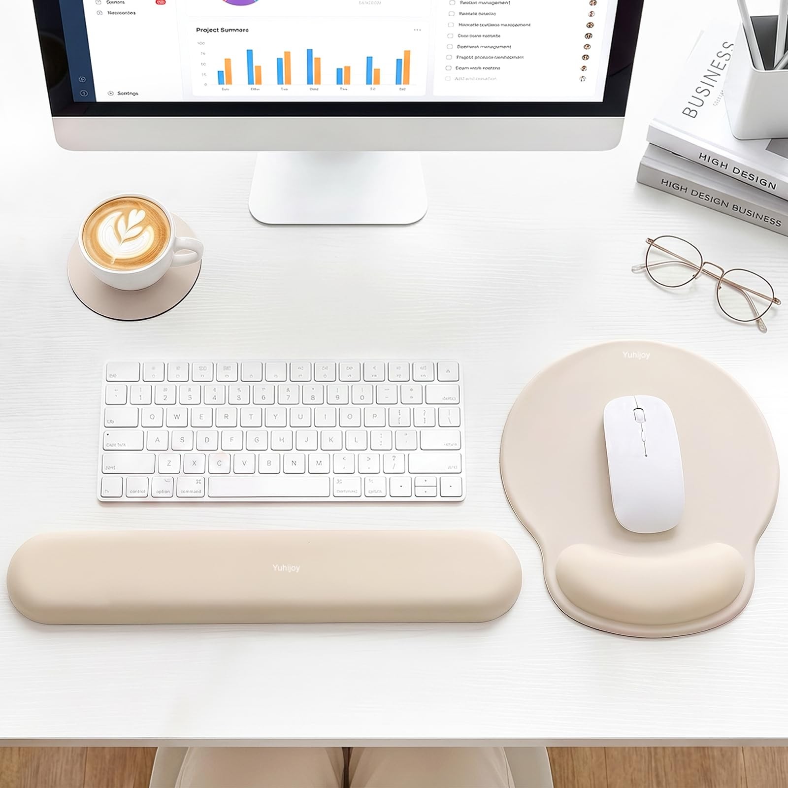 Ergonomic Pad with Wrist Rest, Pads for Desk Wrist
