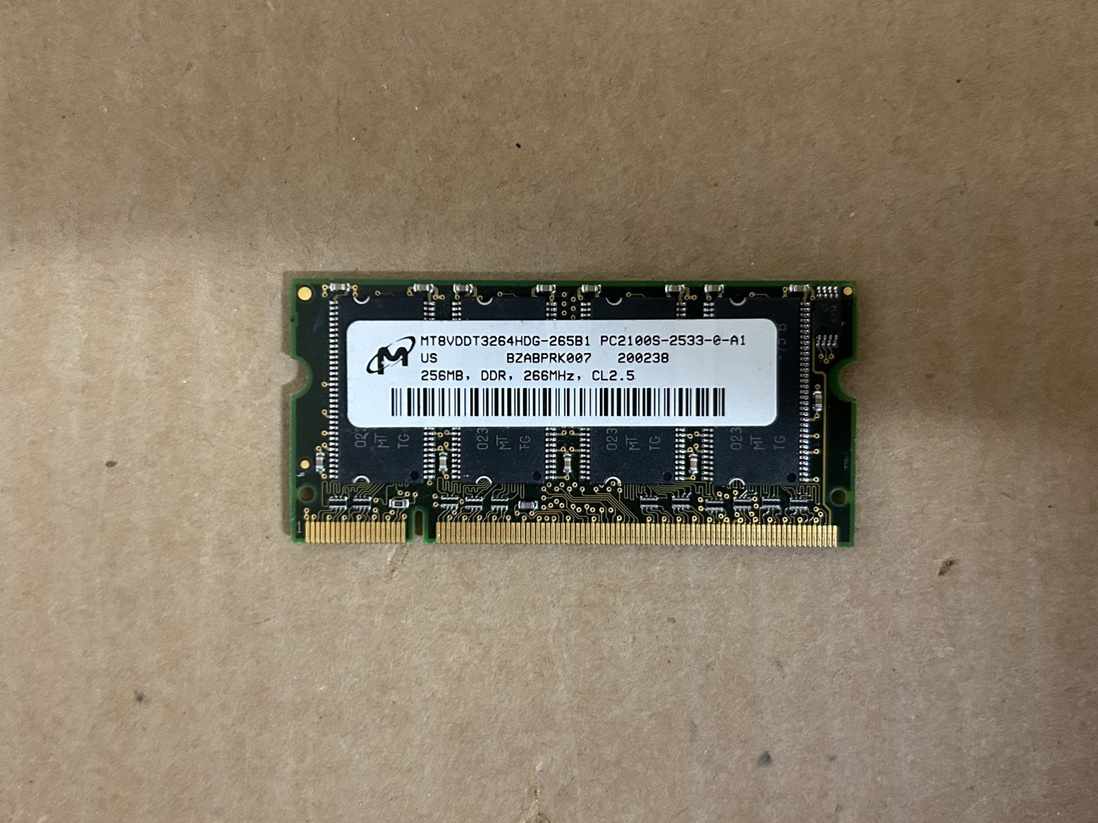 MICRON PC2100 SODIMM DDR 266MHZ MT8VDDT3264HDG-265B1 CL2.5 LAPTOP MEMORY