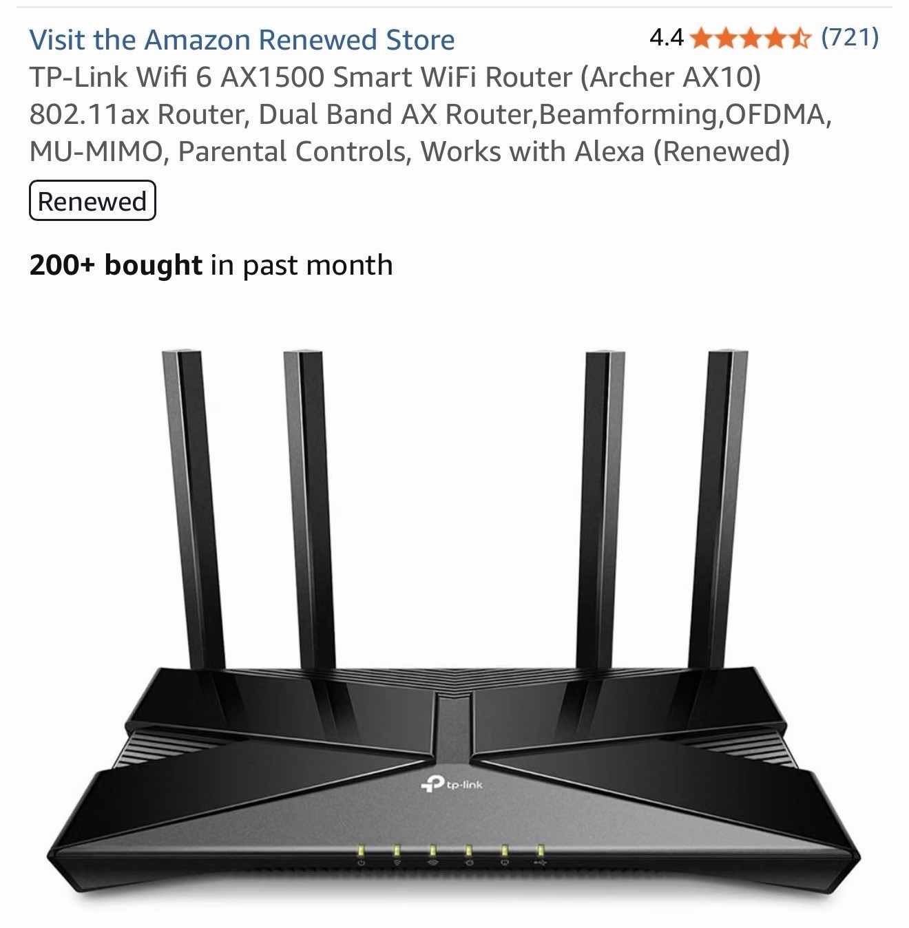 TP-Link Wifi 6 AX1500 Smart WiFi Router (Archer AX10) 802.11ax Router