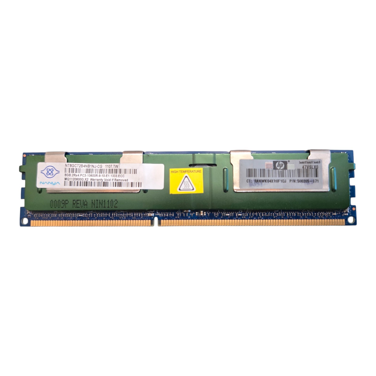 HP OEM NT8GC72B4NB1NJ-CG - Nanya 8GB PC3-10600R DDR3 1333 CL9 REG ECC Memory