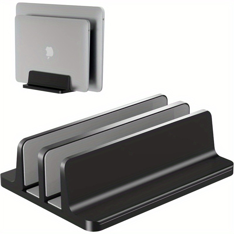 Aluminum Dual Slot Adjustable Vertical Laptop Stand Holder Desk For MacBook