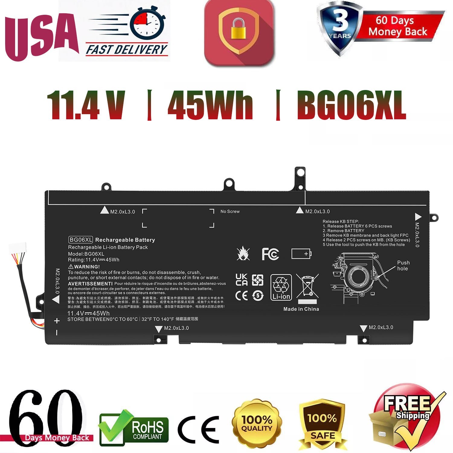 BG06XL Battery for HP EliteBook 1040 G3 Series BG06045XL 804175-1B1 804175-181