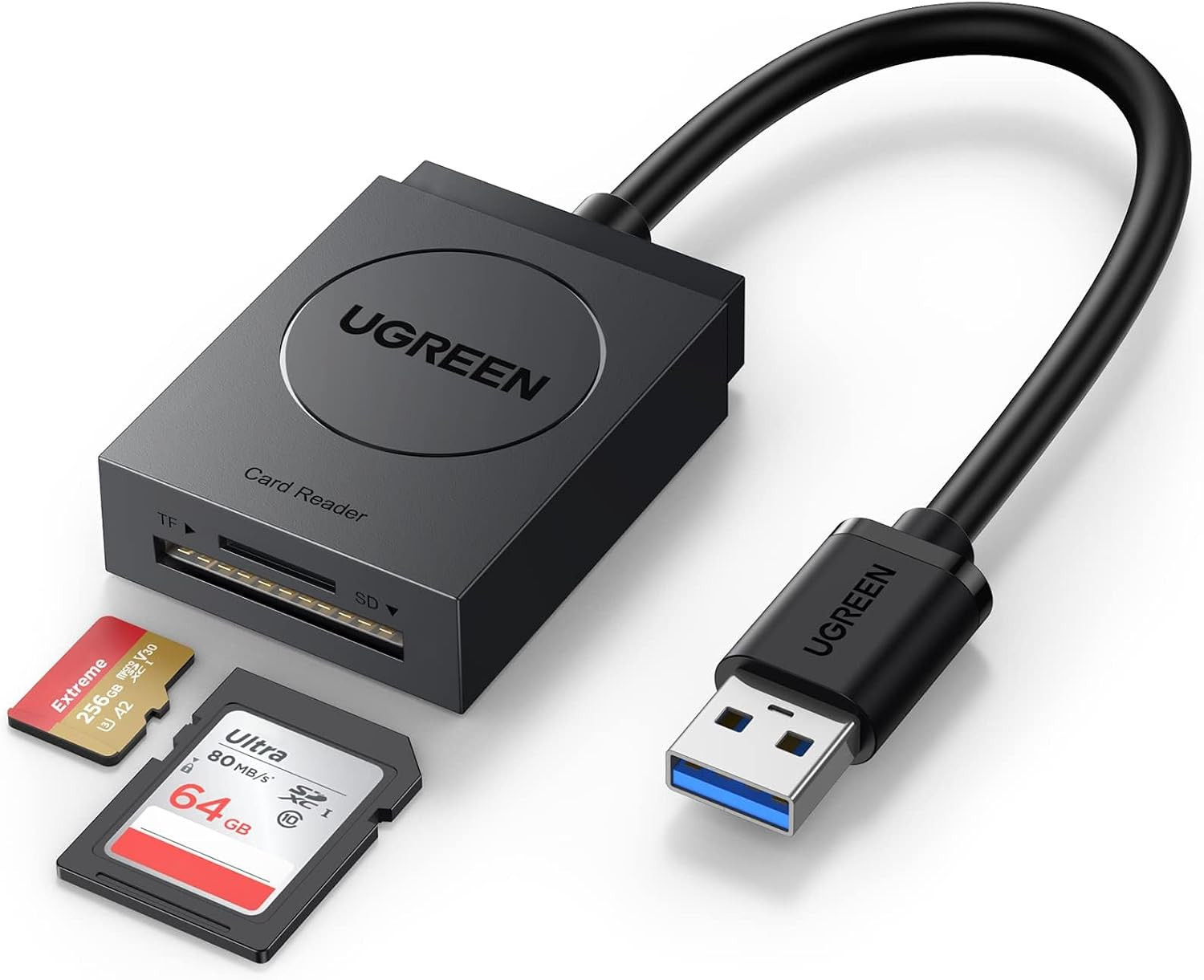 UGREEN SD Card Reader USB 3.0 | Dual Slot Flash Memory Card Reader TF SD Micro