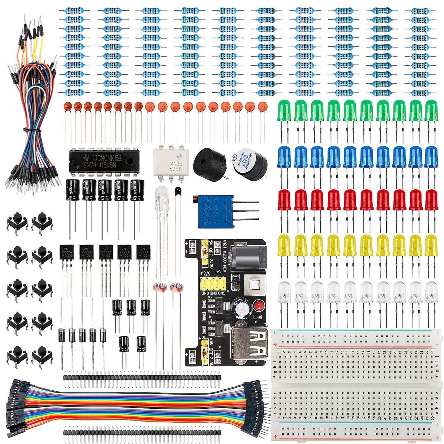 298 Pieces Electronics Starter Kit with Breadboard for Arduino