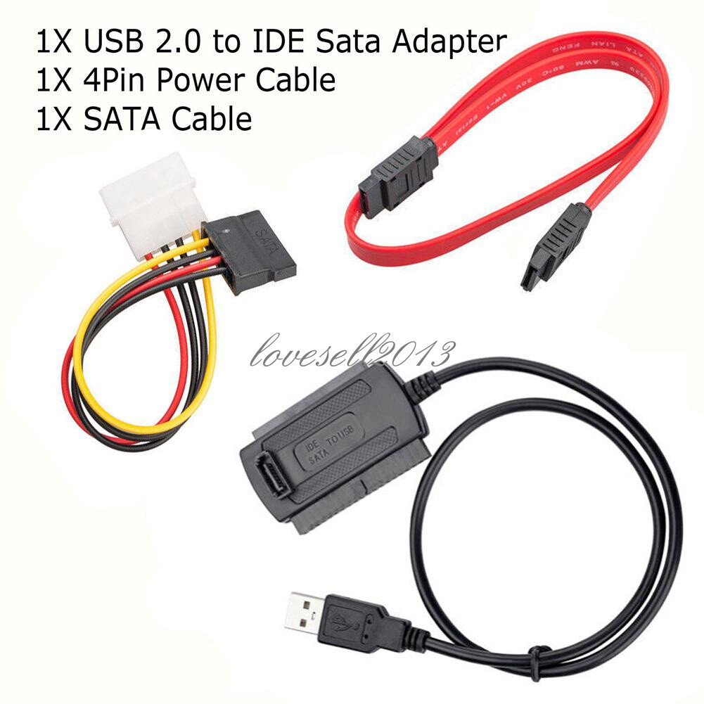 SATA/PATA/IDE to USB2.0 Converter Cable Adapter for 2.5/3.5'' Hard Drive Disk L