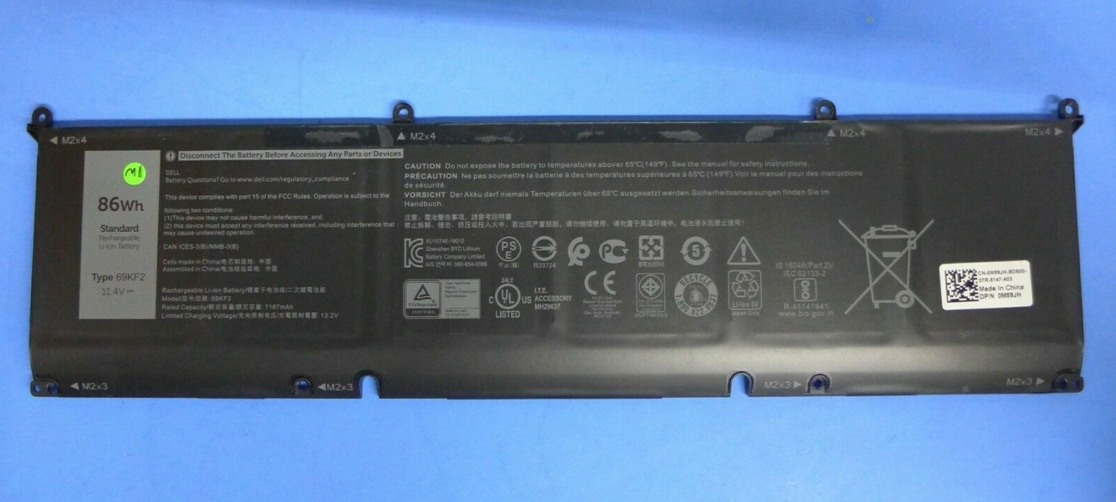 Alienware M15 R7 M17 R4 Precision 5550 11.4V 86WH Laptop Battery Dell 69KF2