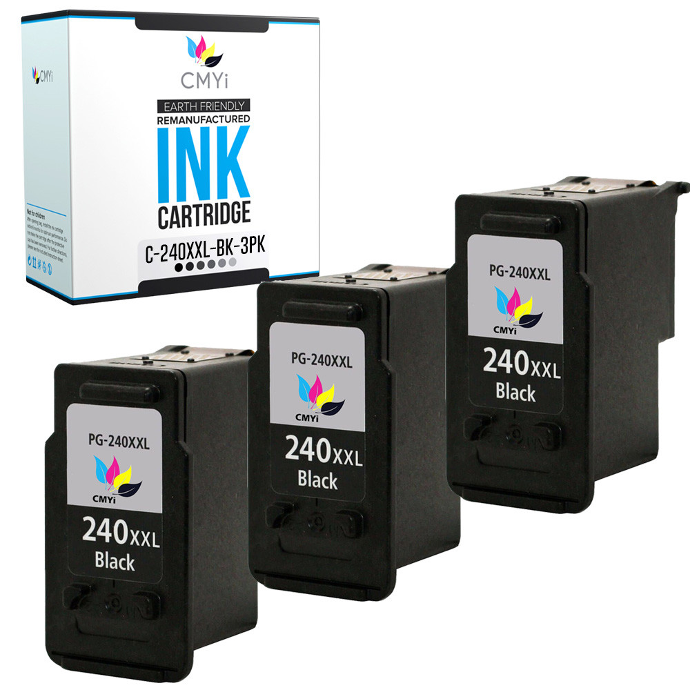 3-Pack Replacement PG 240XXL Ink Cartridge for Canon PIXMA MG3520 MG3522 MG3620
