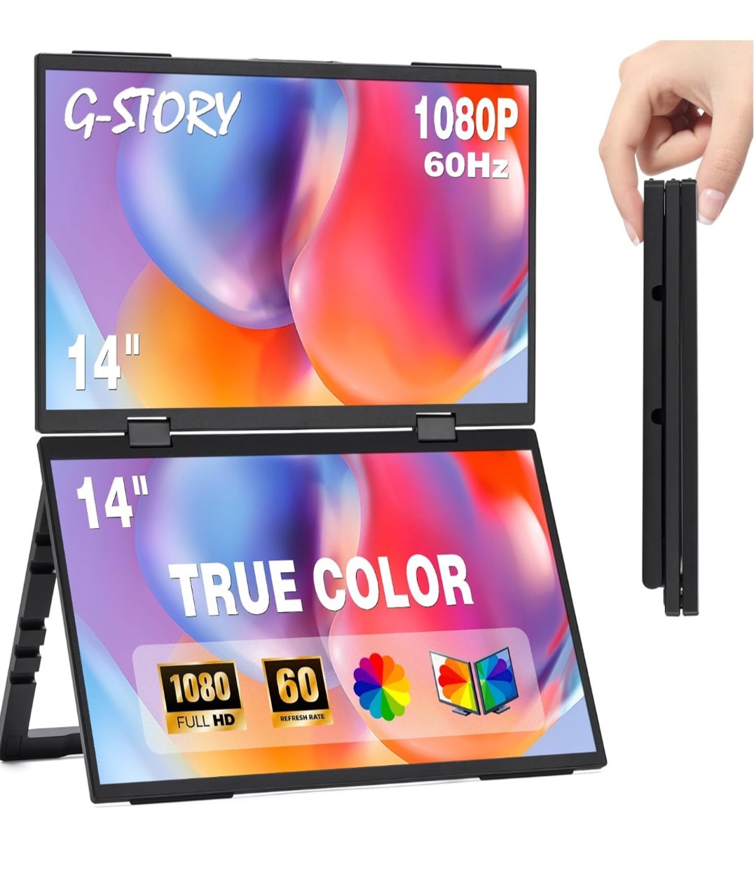 NEW G-STORY GS140N2 Portable Dual Screen Monitor Laptop Extender 14" USB-C