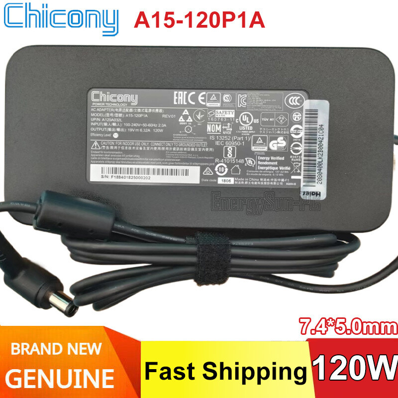 New Original Chicony 120W Power Charger A15-120P1A 19V 6.32A 7.4*5.1mm
