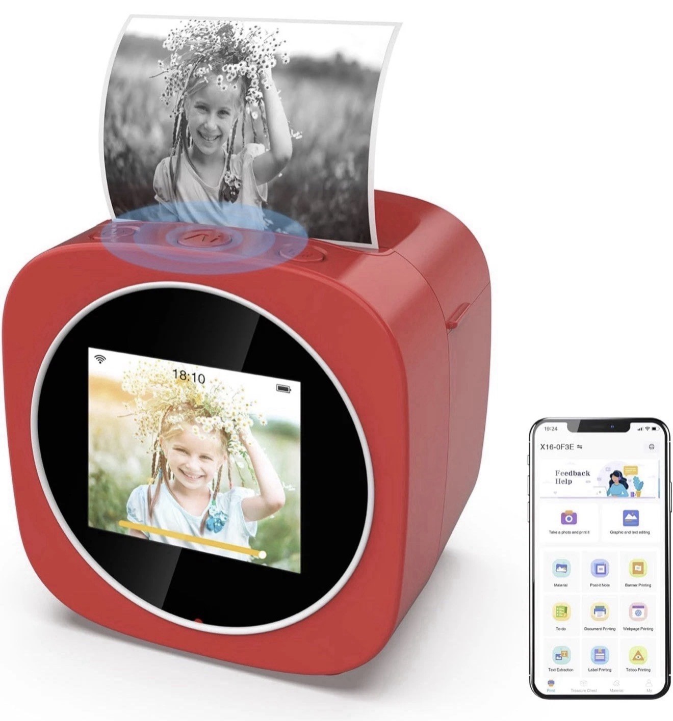 Smart AI Voice Sticker Printer Box with APP & WiFi, 4 Pattern Modes, Portable