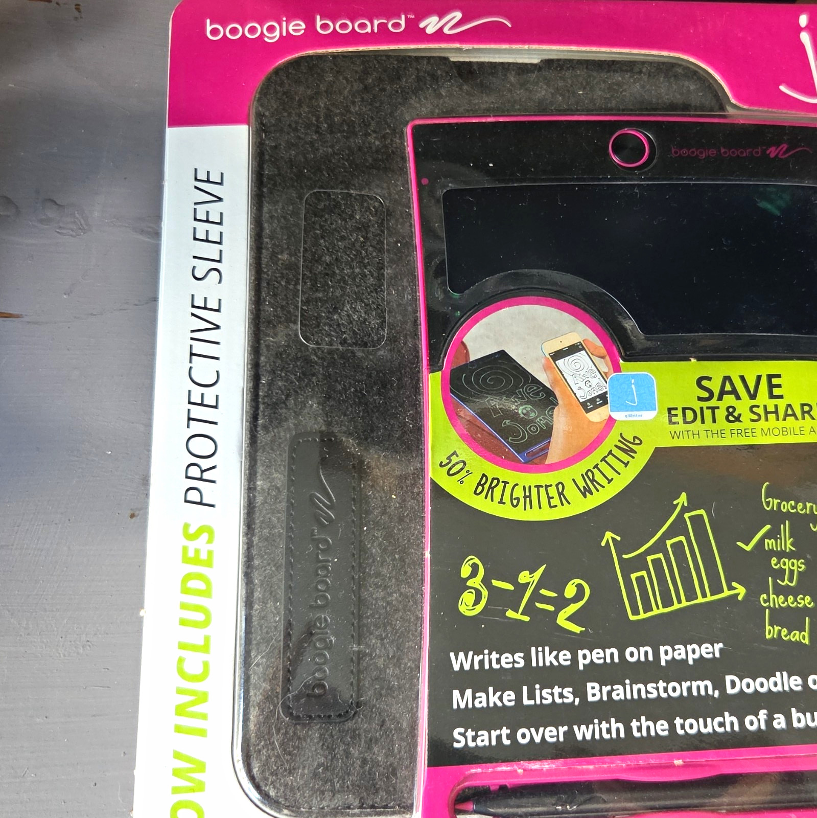 Boogie Board Jot 8.5 eWriter 8.5in LCD Writing Tablet Black/Pink w/ Sleeve