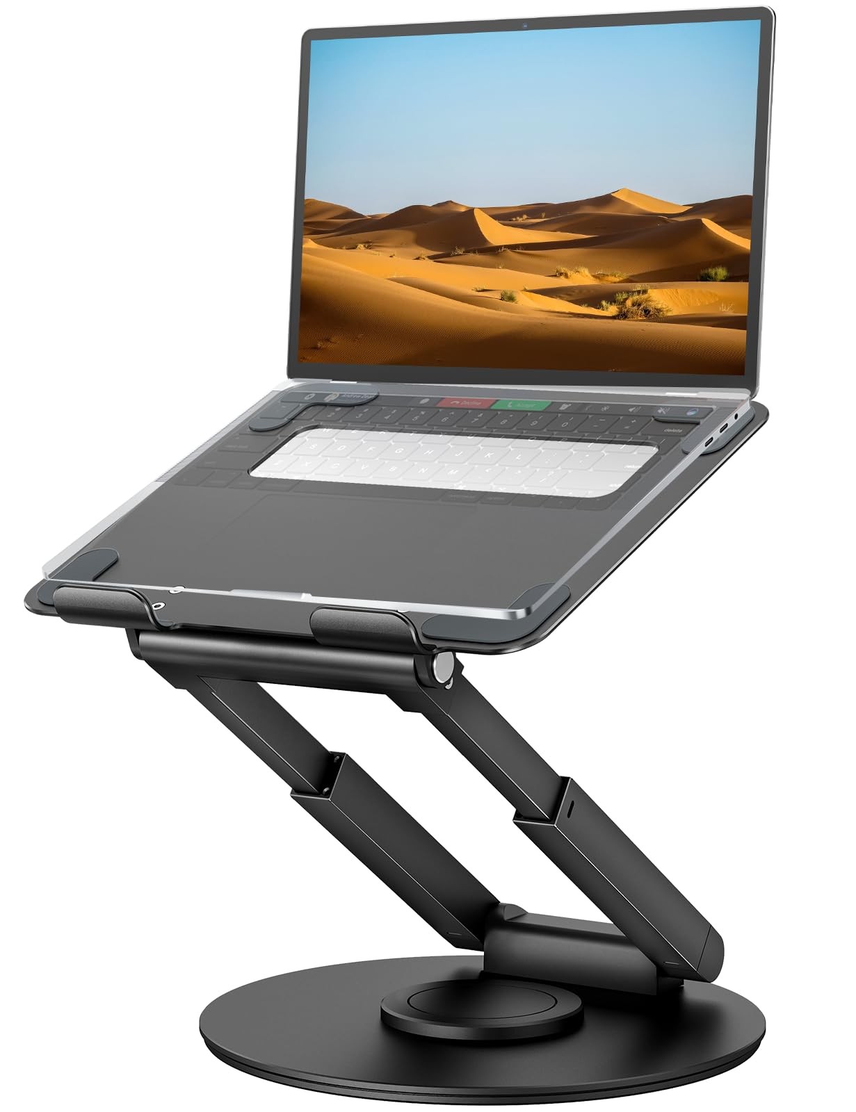 tounee Telescopic Laptop Stand for Desk with 360° Swivel Base, Sit to Stand, Hei