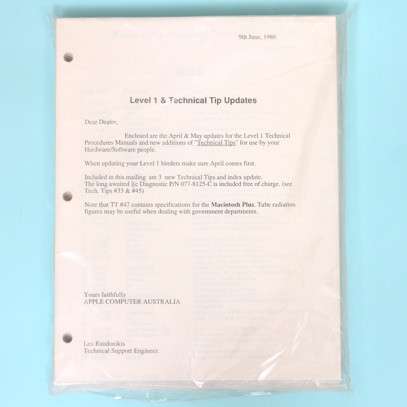 Vintage 1986 Apple Australia Dealer Level 1 & Technical Tip Update Manual *NEW*