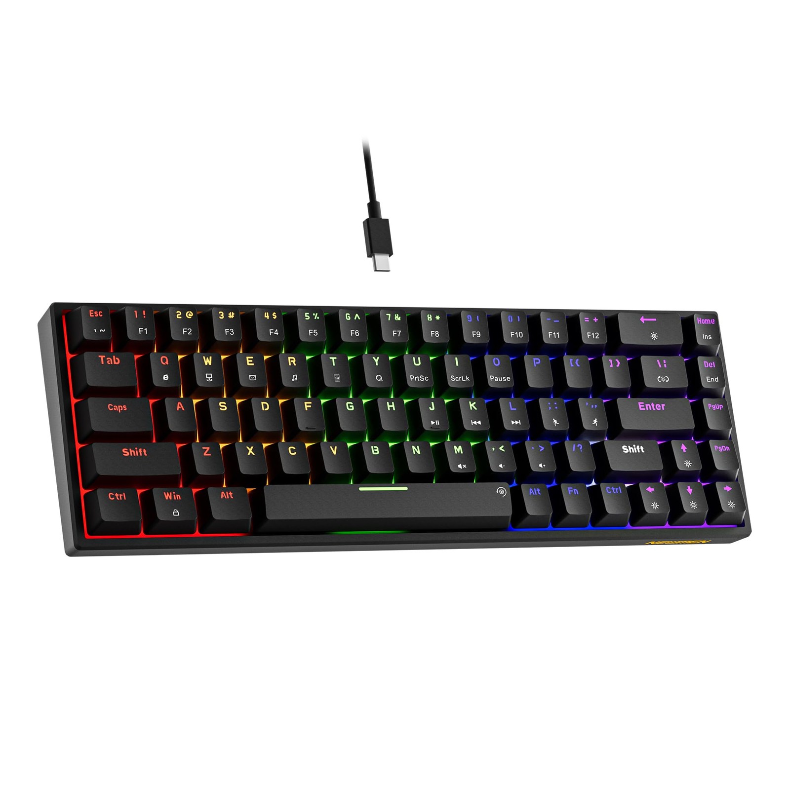 1 PCS GM682 Wired 60 Percent Gaming Mechanical Keyboard LED Backlit Red Switch