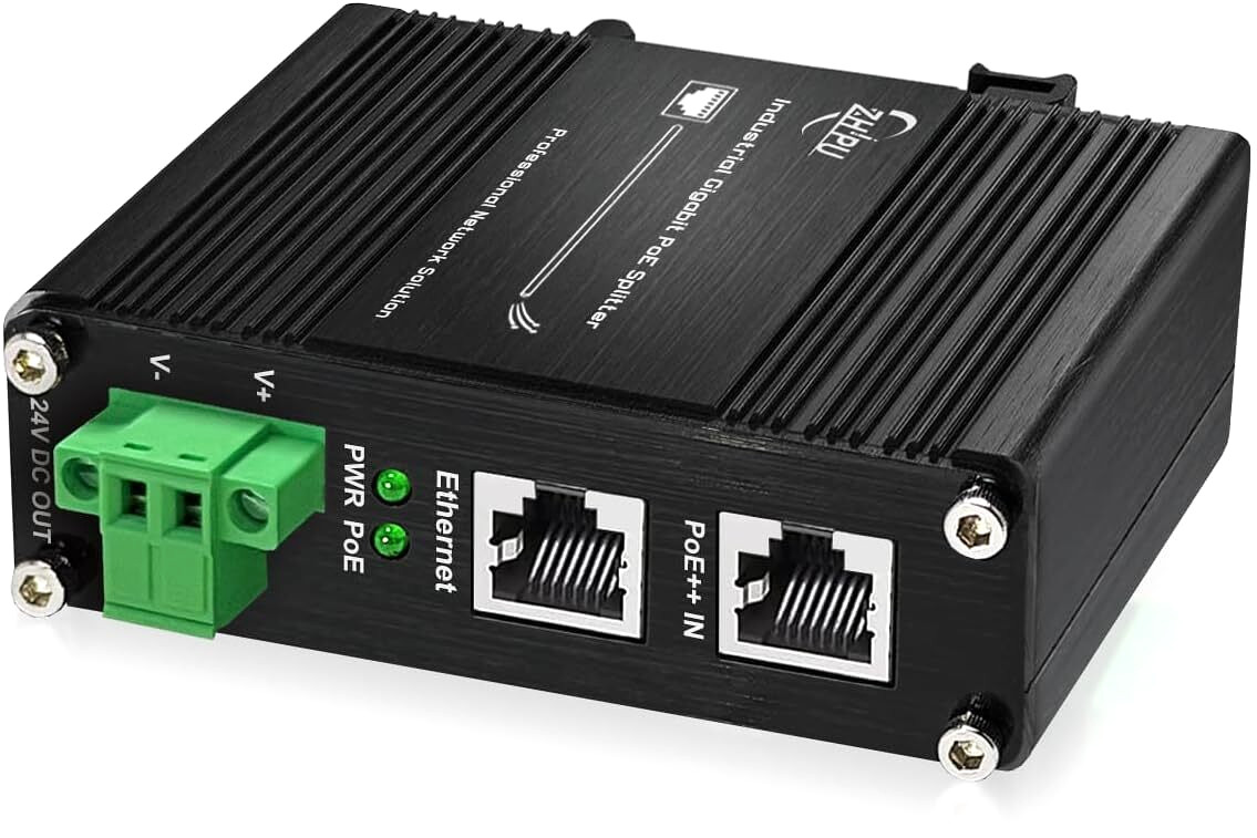 Industrial Hardened Gigabit PoE+ Splitter 95W IEEE 802.3af/bt Ethernet Converter