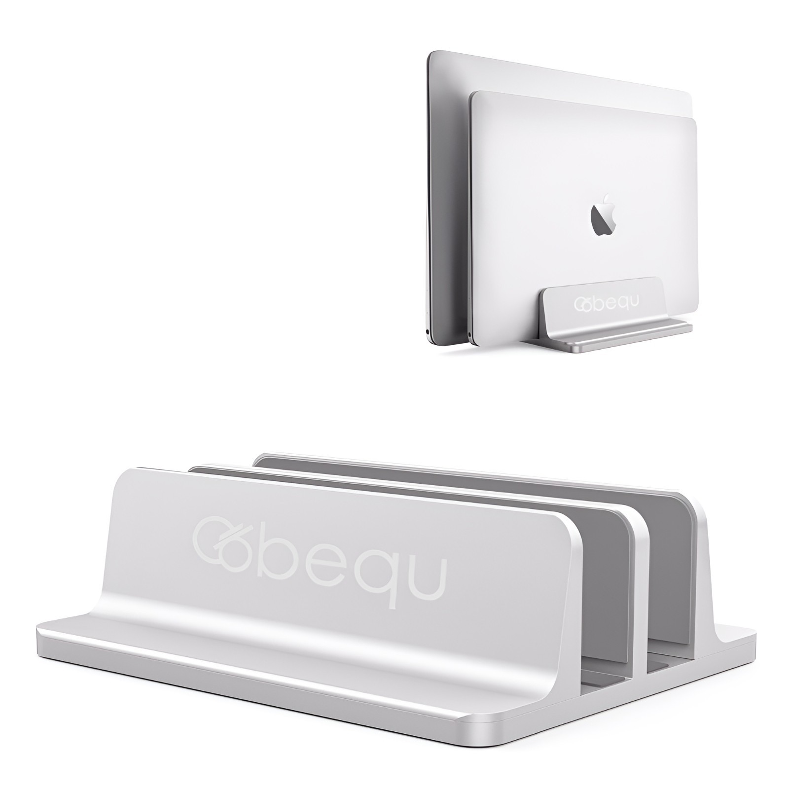 BEQU 2/4/Combo Slots Vertical Laptop Stand/Holder, Heavy Duty Aluminum (Silver)
