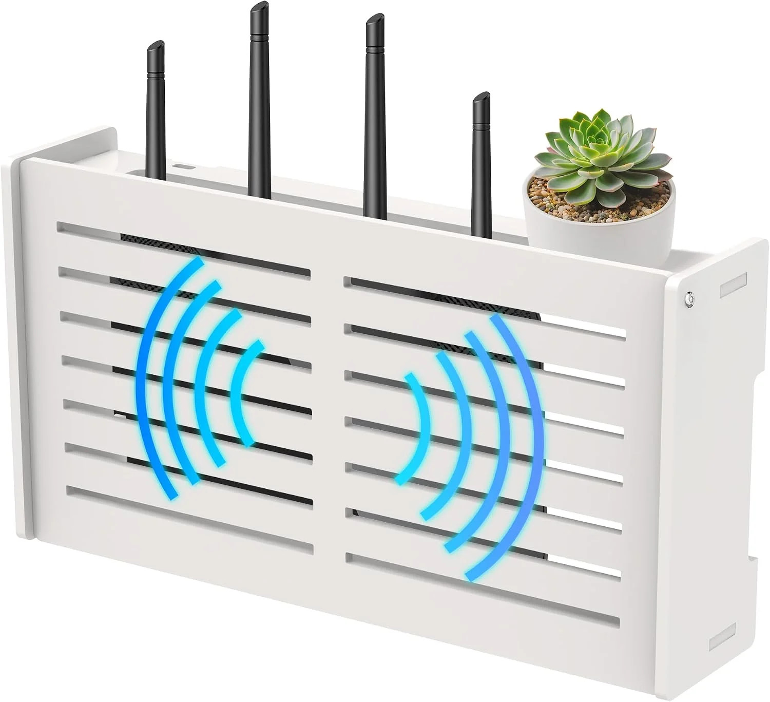 Router Shelf Wall Mount Wifi Router Box Hider Modem Cover (white) 14.9" 7.9"