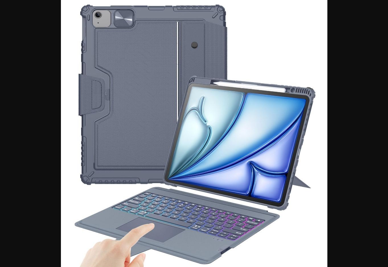 Nillkin Rugged Detachable Keyboard Case iPad Air 13 Pro 12.9 Gray Military TPU
