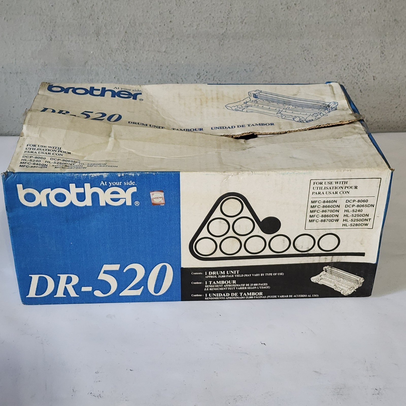 Brother DR-520 OEM Black Drum Unit Genuine New Sealed In Mostly Open Box