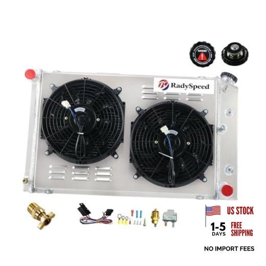 4 Row Radiator+Shroud Fan for Chevy C/K Series Pickup C10 20 30 Suburban& 73