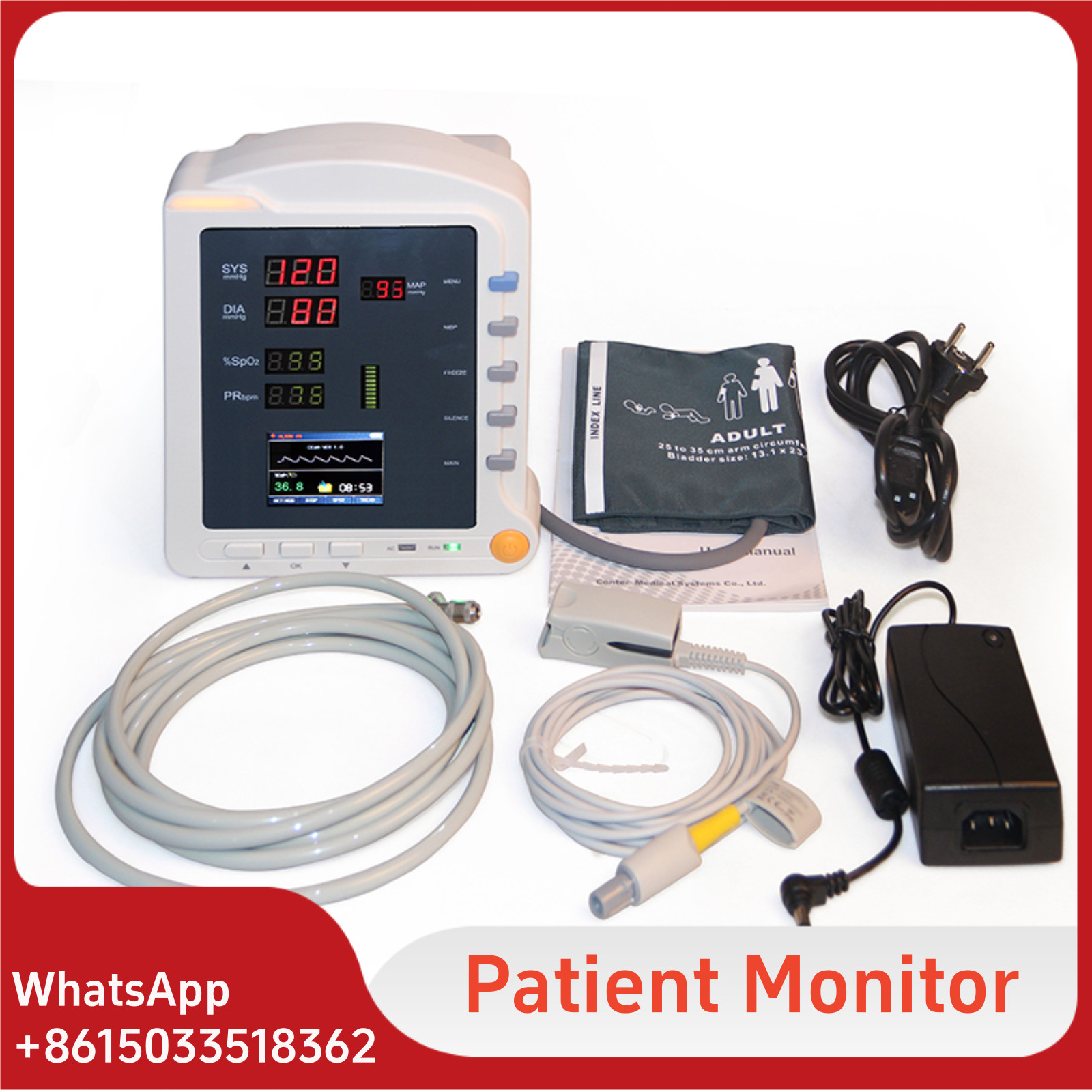 ICU CCU Monitor Patient Monitor NIBP SPO2 PR TEMP Vital Signs Monitor