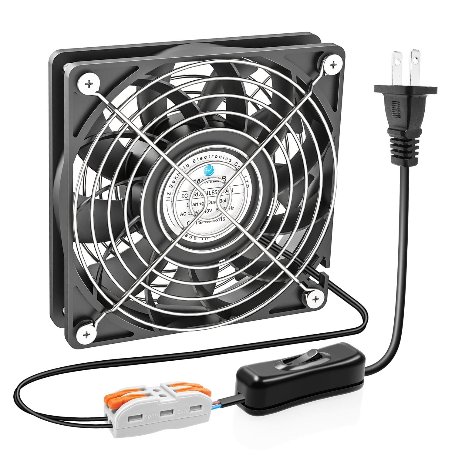 120mm Fan120x25mm EC Brushless Cooling Fan High Static Pressure AC 110V 120V ...