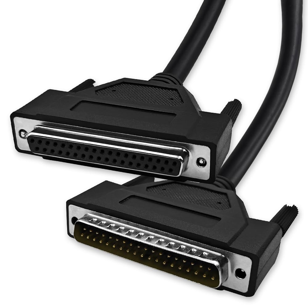 DB37 37 Pin Straight Through Serial Cable Shielded Female Male Black 9.8 FT