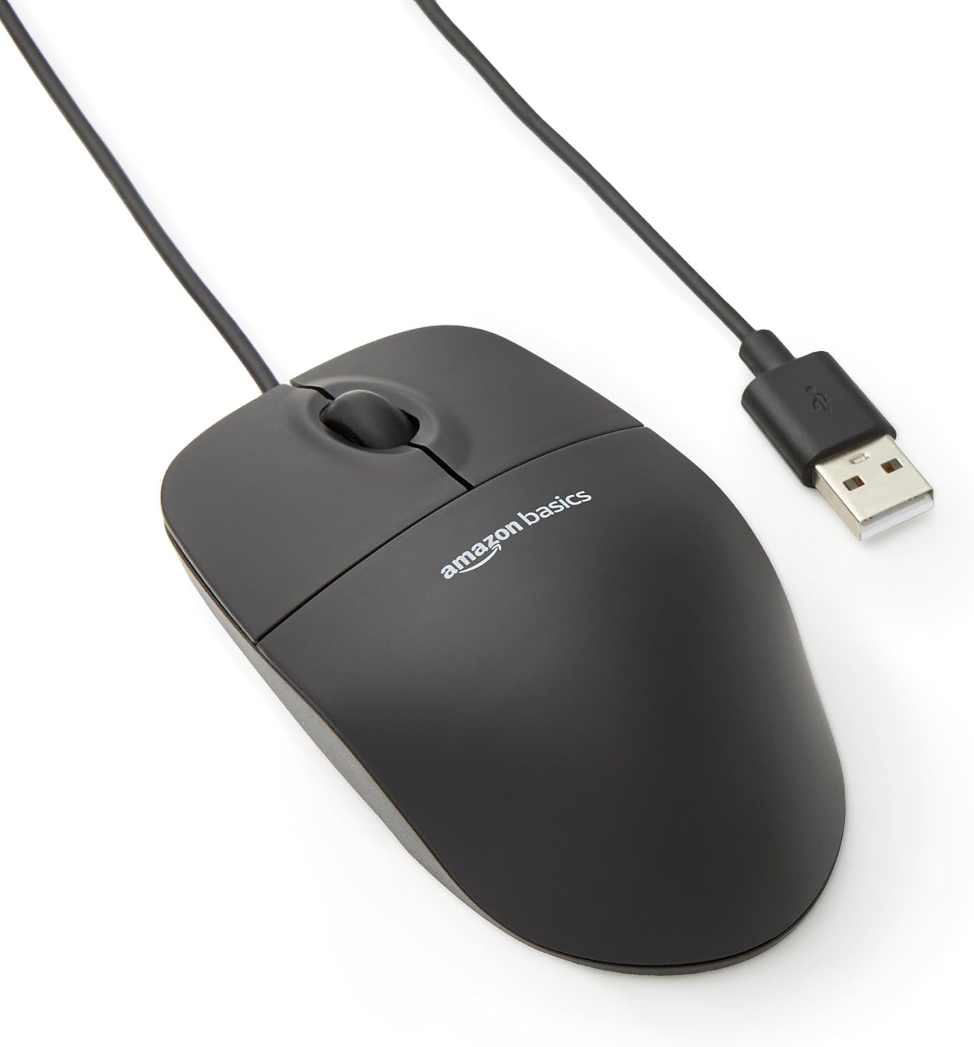 Amazon Basics 3-Button USB Wired Mouse with Scrolling - Black