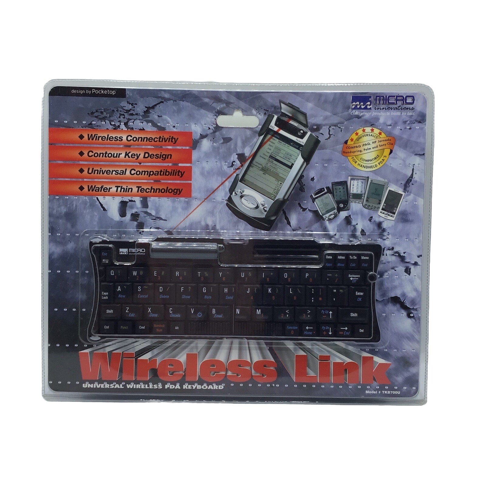 Brand new micro innovations PDA portable folding wireless keyboard TKB700U