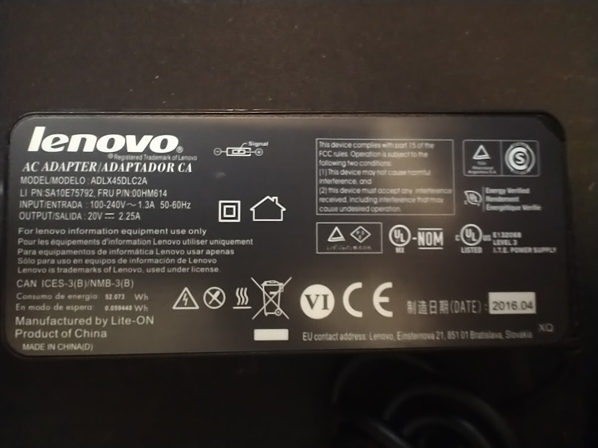 AC Adapter Charger Power Supply for Lenovo ADLX45DLC2A SA10E75792 00HM614 