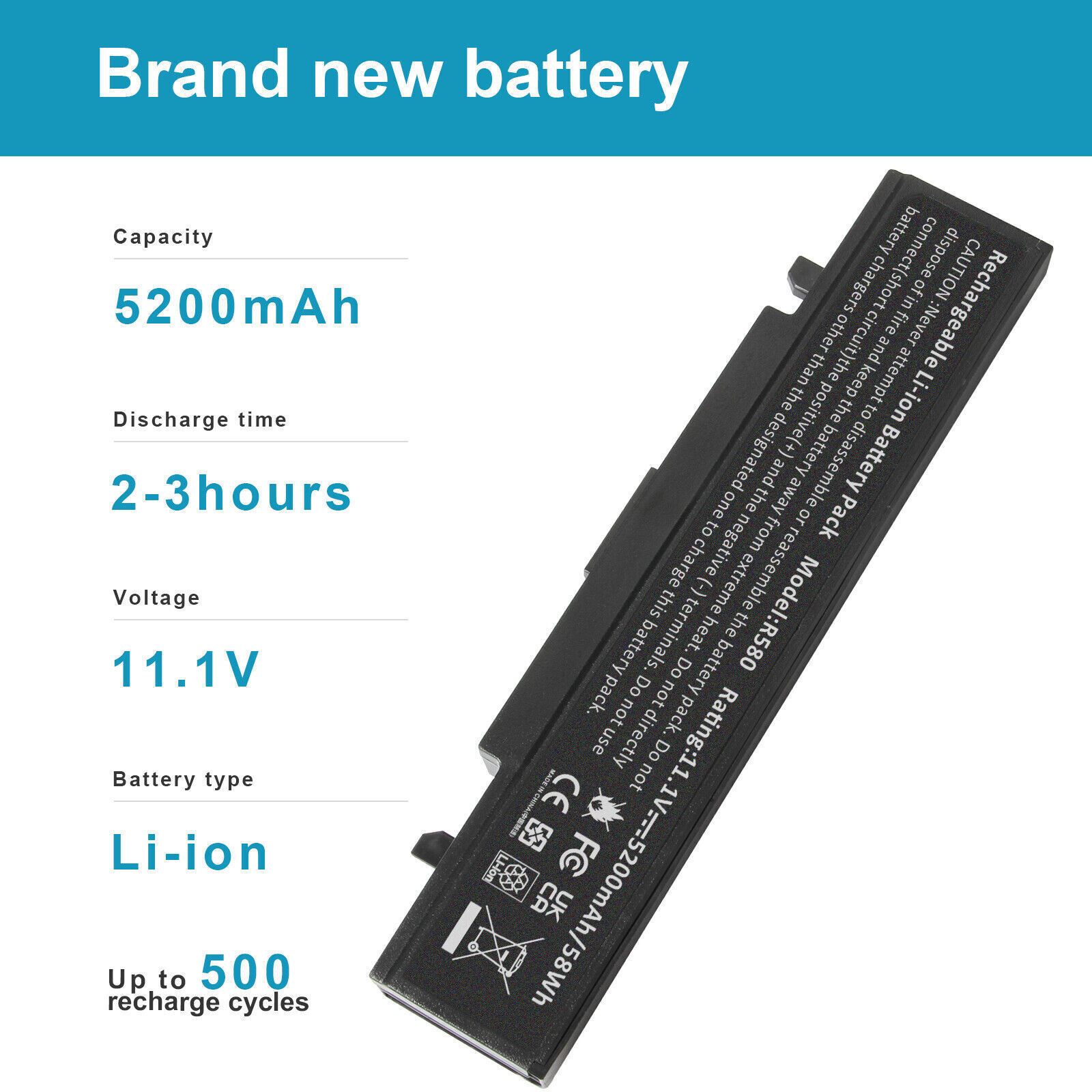 5200mAh Laptop Battery For SAMSUNG AA-PB9NC6B R580 R470H R478 AA-PB9NS6B NP-R428