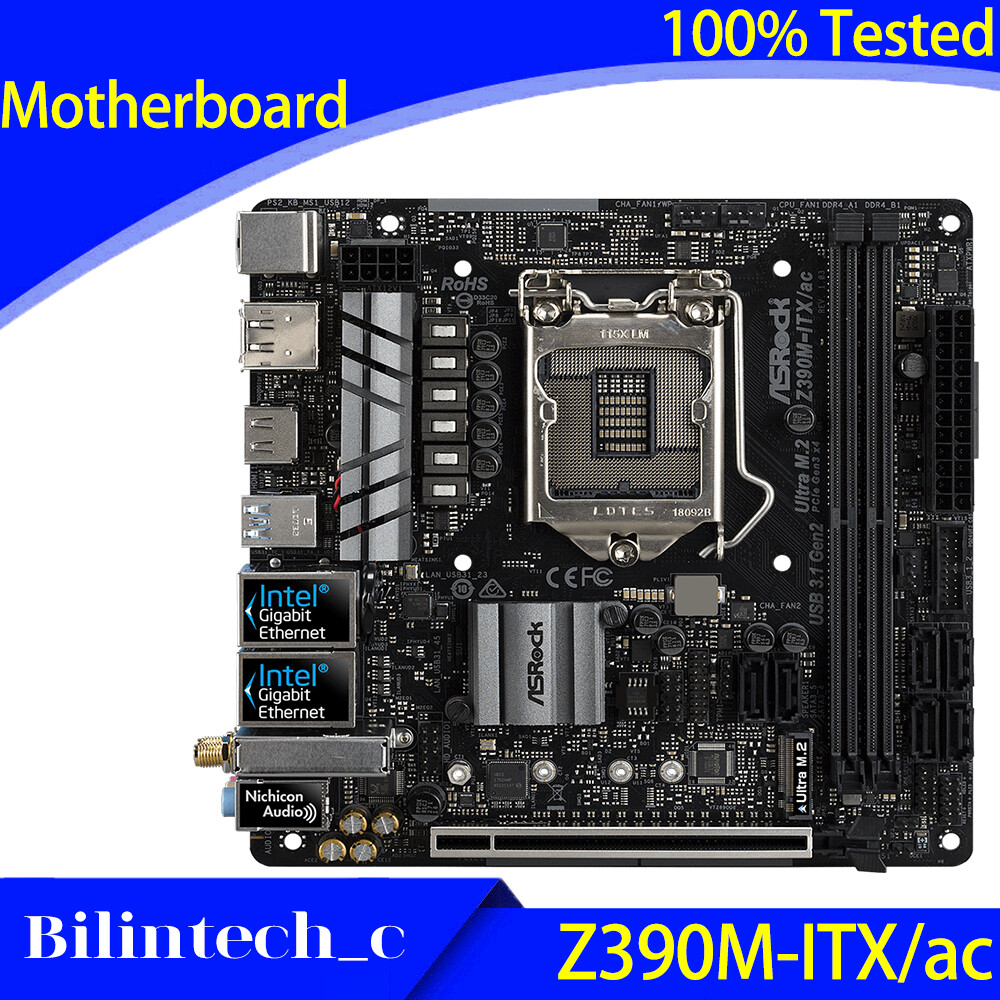 FOR ASRock Z390M-ITX/ac Motherboard Supports M.2 SSD DDR4 64GB LGA1151 DP+