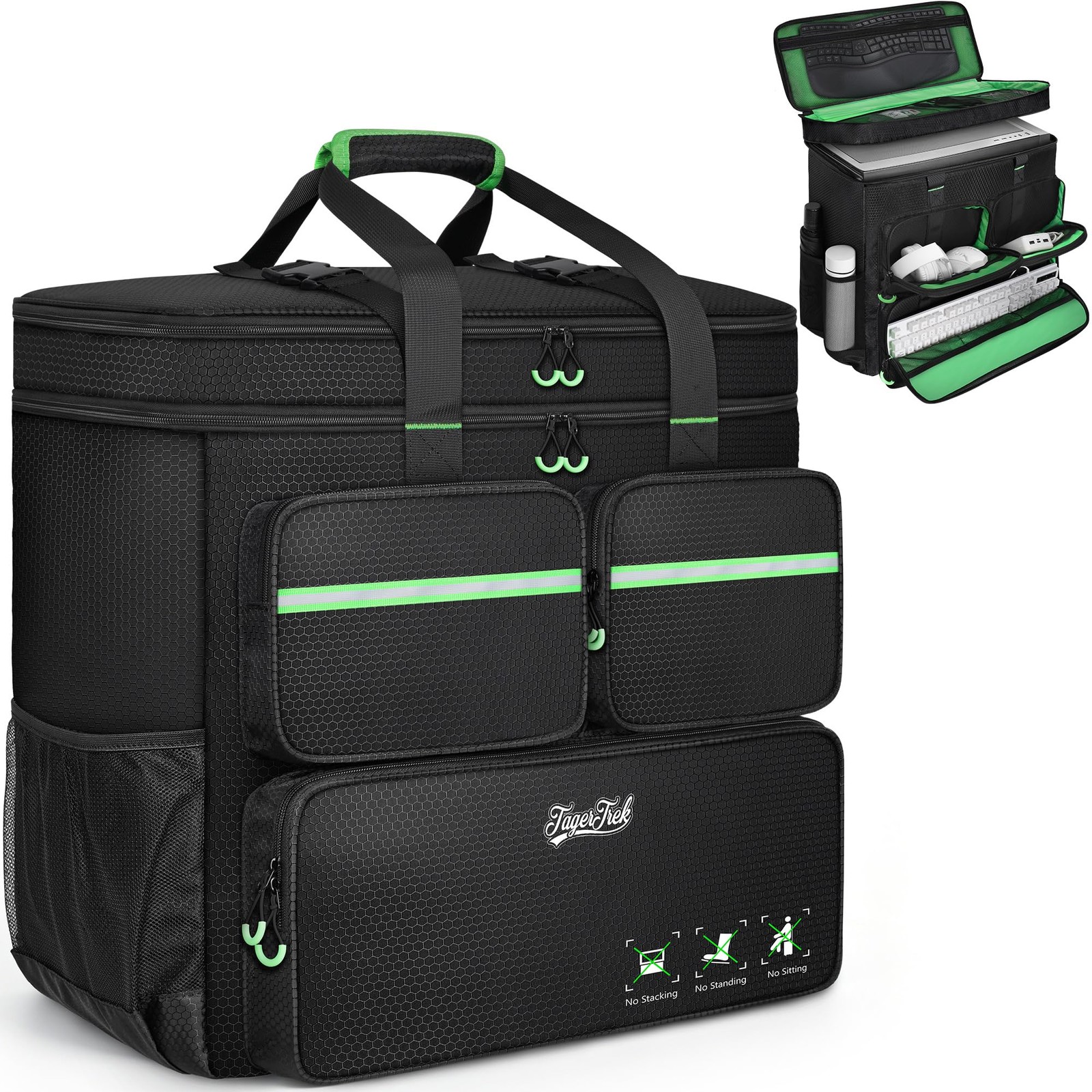 PC Carrying Case for ATX/M-ATX, Large PC Travel Case with Multiple Pockets