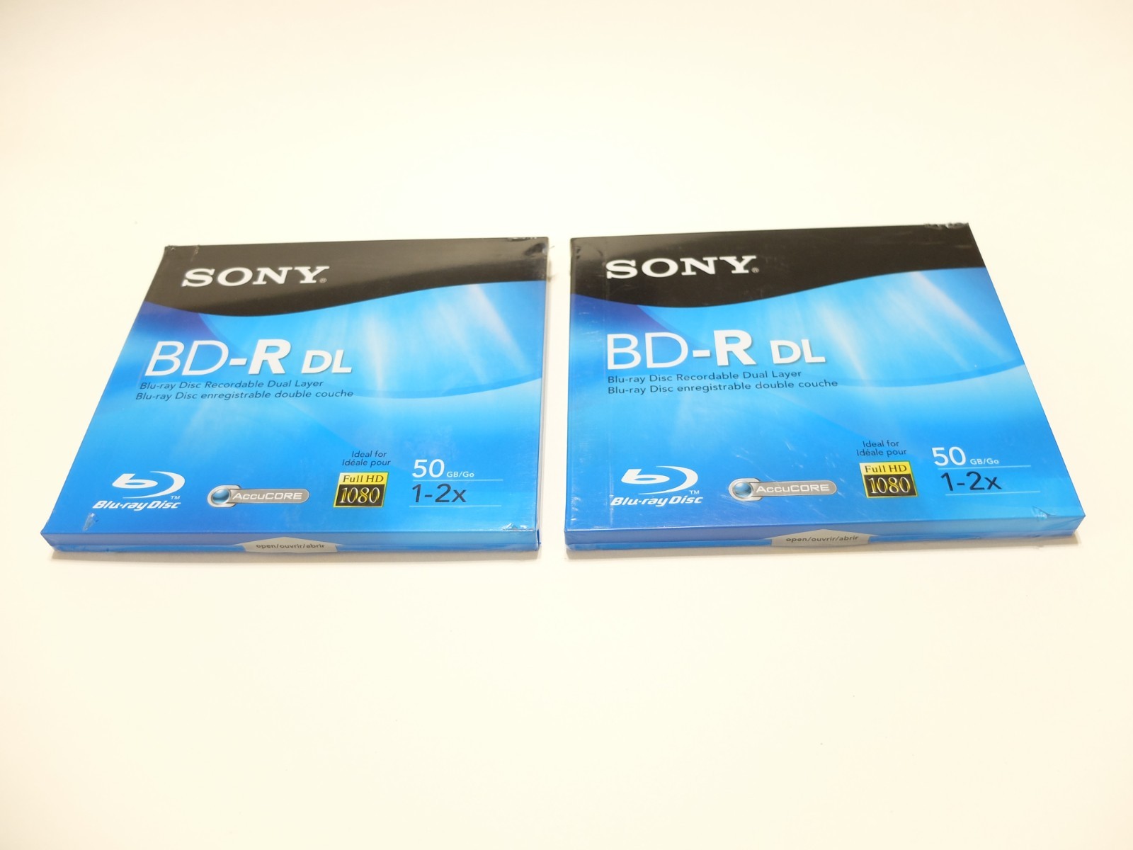 SONY AccuCORE BD-R DL Blu-ray Disc Recordable 50GB 1x - 2x Speed 1080 HD 2 pack