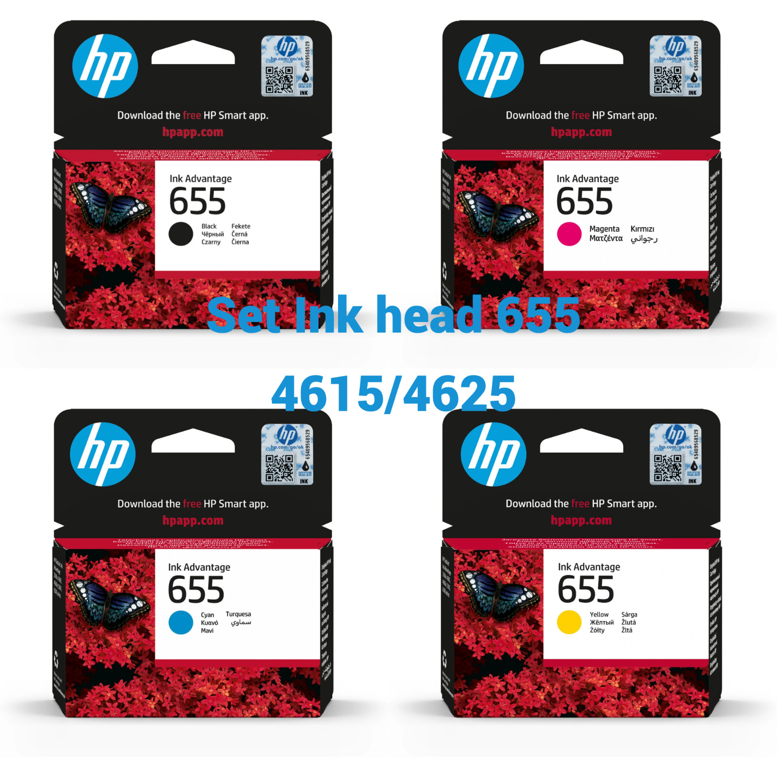 Original HP 655 Ink Cartridge Multi-pack Black Cyan Magenta Yellow 4615 4625