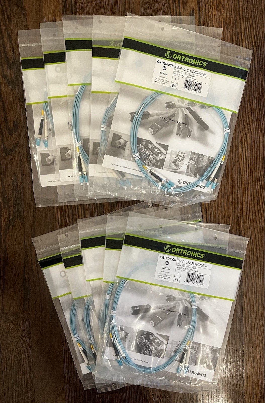 10 Pack Ortronics Duplex Fiber Optic Patch Cord LC-LC Multimode 50/125 Standard