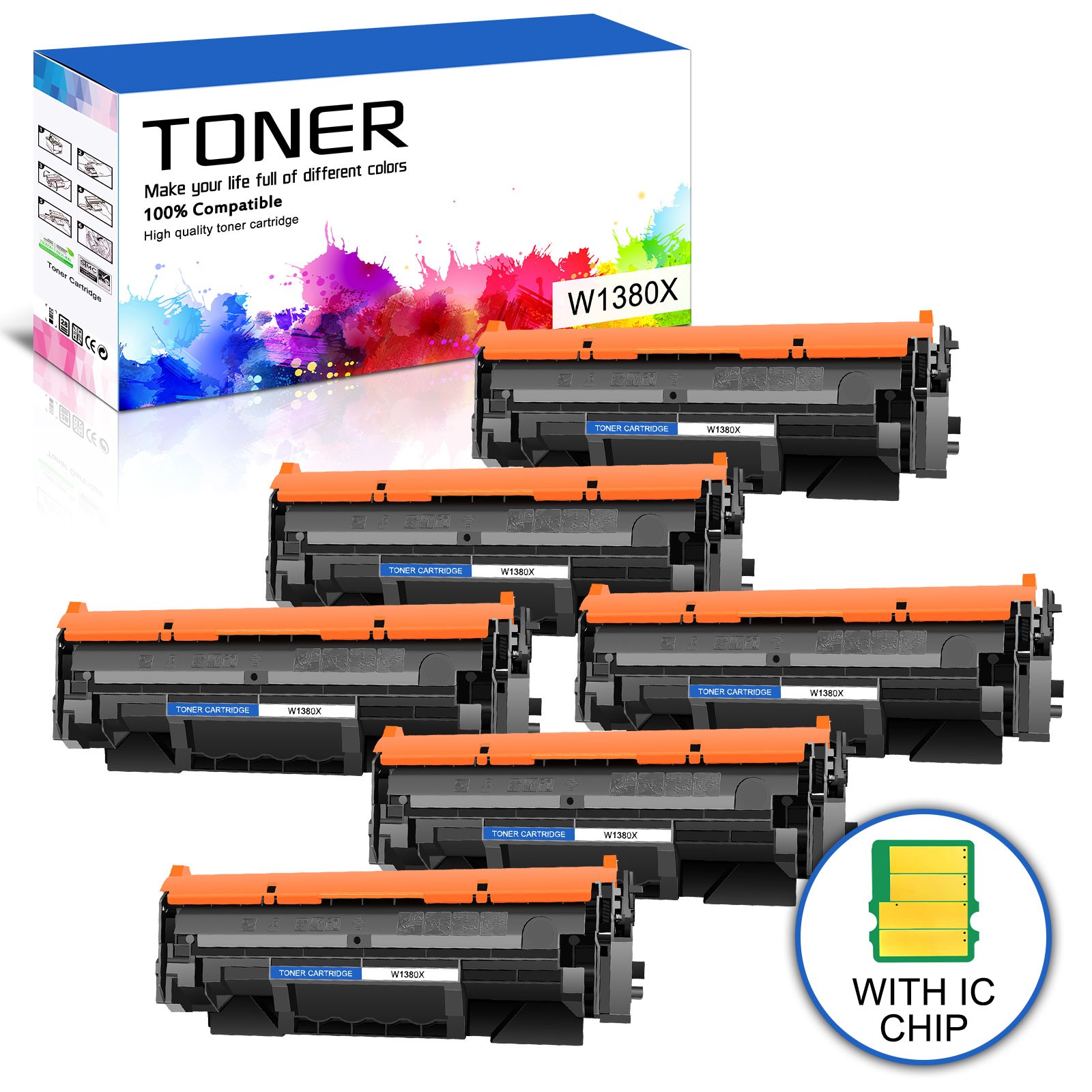 6PK NEW CHIP W1380X Toner Cartridge for 138X HP LaserJet Pro 3001dw MFP 3101fdw