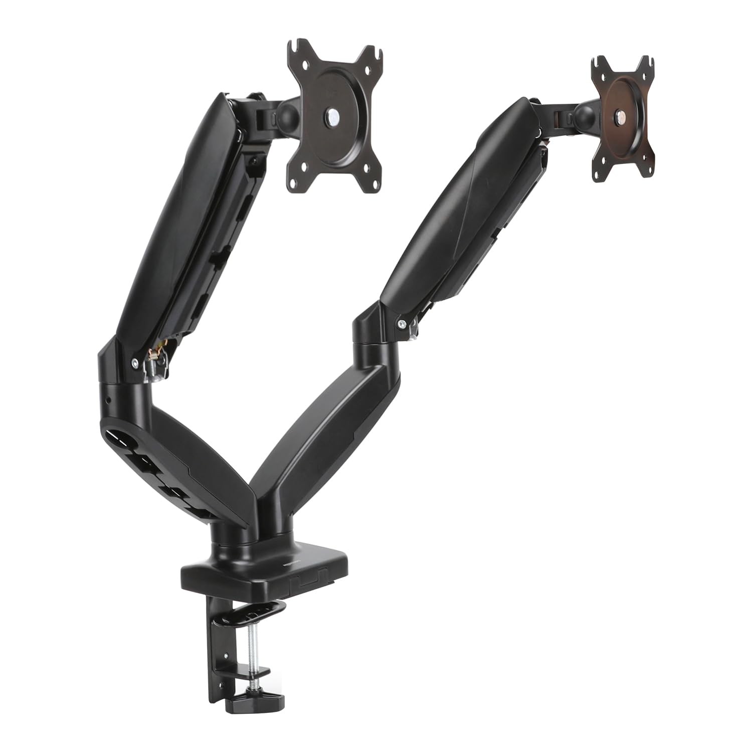 Amazon Basics Gas Spring Dual Monitor Arm Desk Mount, Adjustable Dual, Black