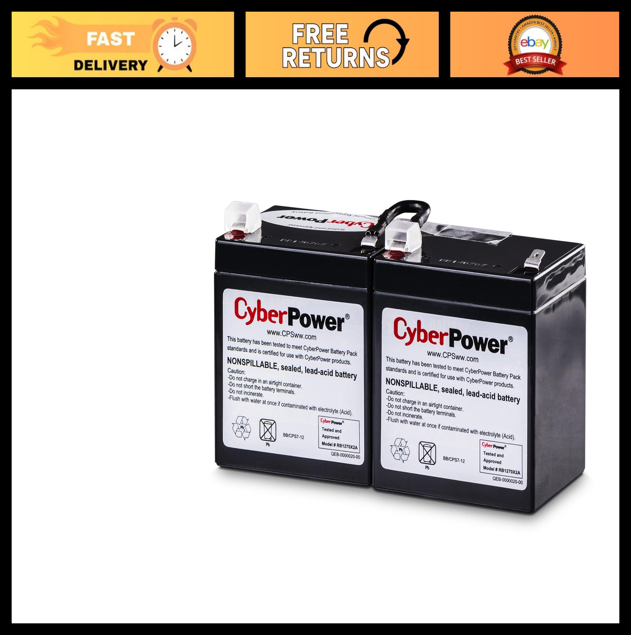 Replacement Battery Cartridge for CyberPower UPS RB1270X2A - Reliable Backup Pow