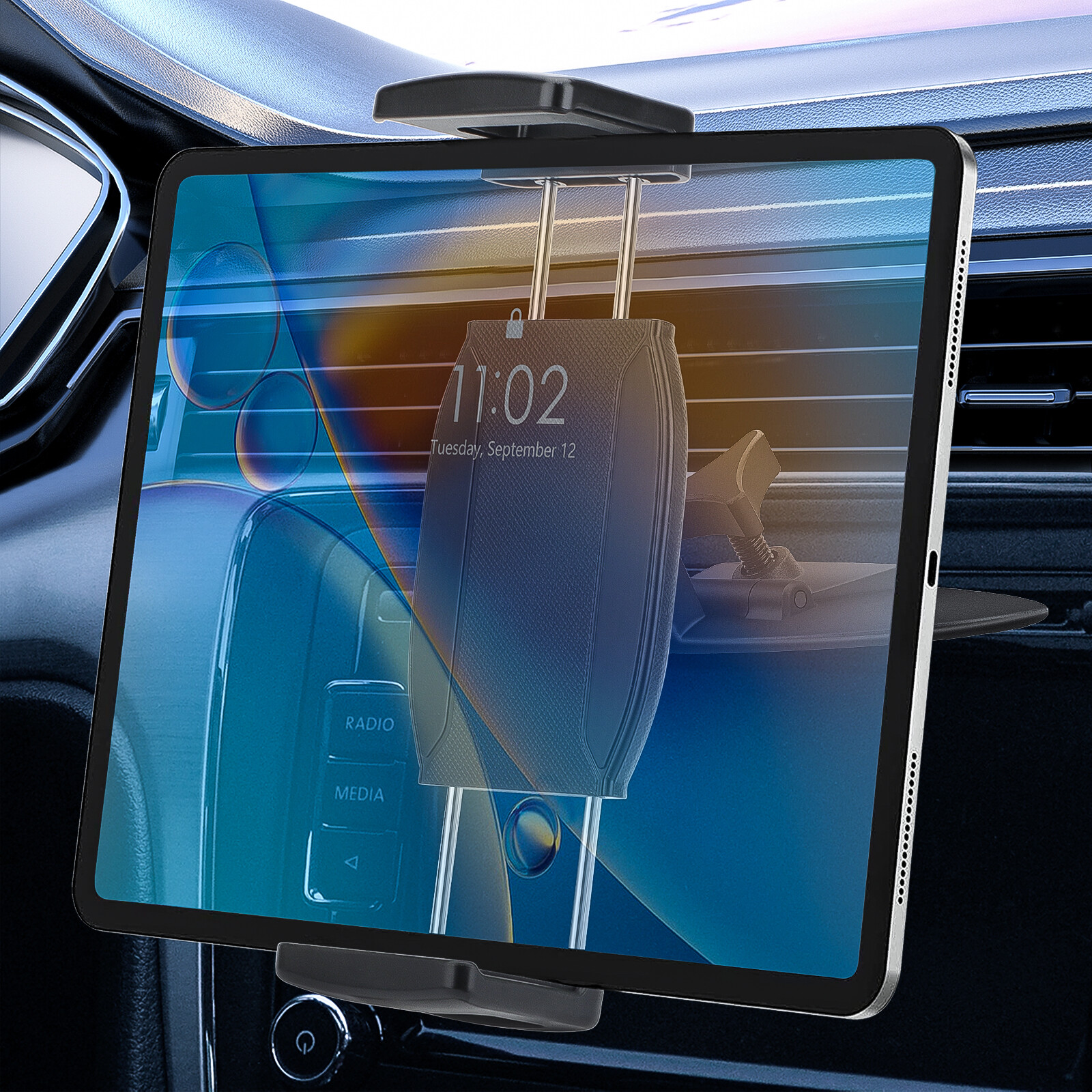 CD Slot Tablet Cellphone Holder CD Player Car Mount Cradle for 4.7-12.9" Devices