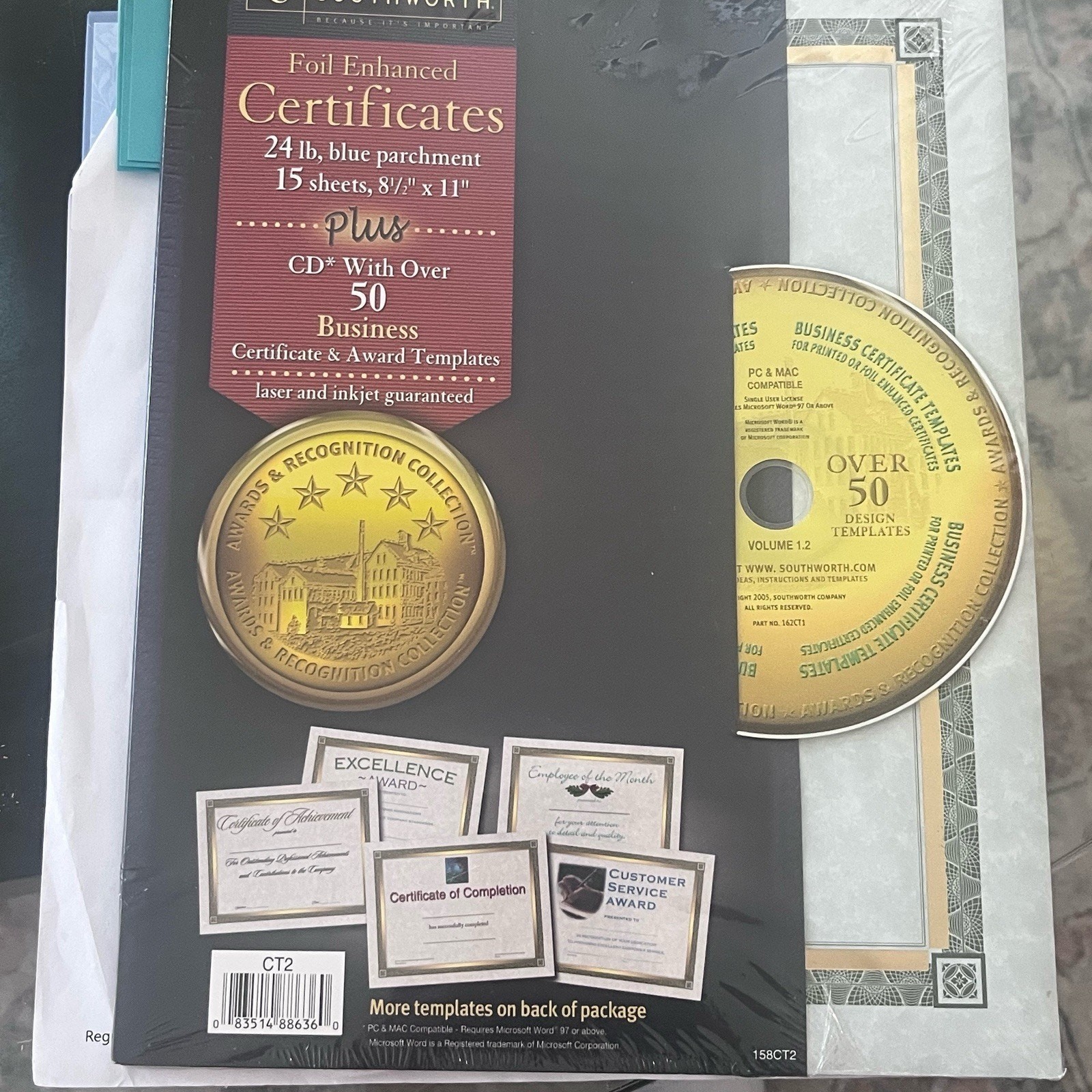 Southworth Certificates Parchment Paper wtih CD Business Certificates Awards NEW