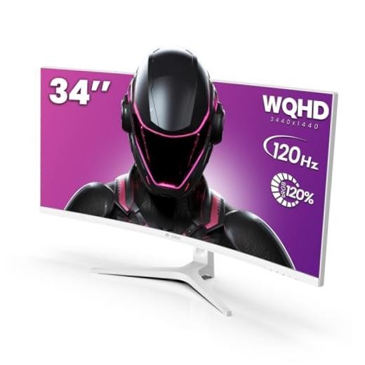 34" WQHD 120Hz Ultrawide Curved Gaming Monitor, 1500R, FreeSync, 34Inch-White