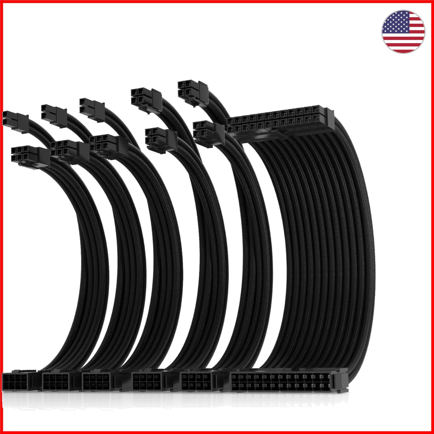 High-Performance 16AWG Power Supply Extension Kit - 30cm with Gold Connectors