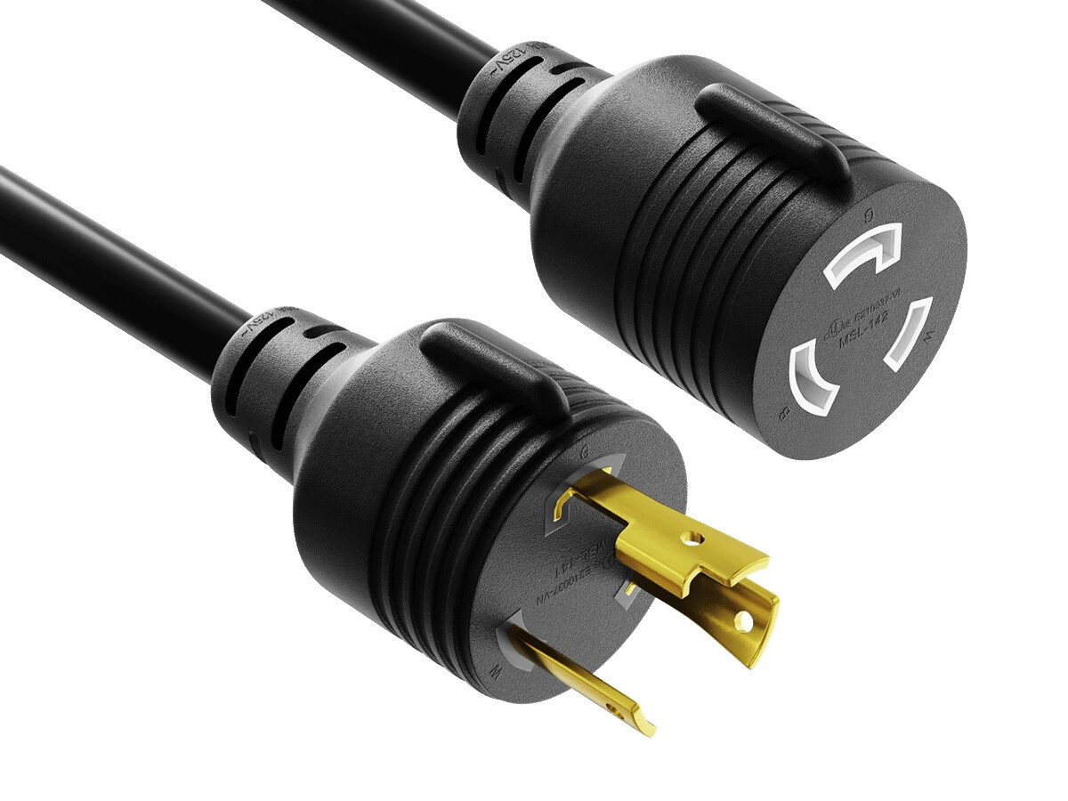10 AWG Locking Power Cord (NEMA L5-30P to NEMA L5-30R) - 3/6/10/15/25 ft