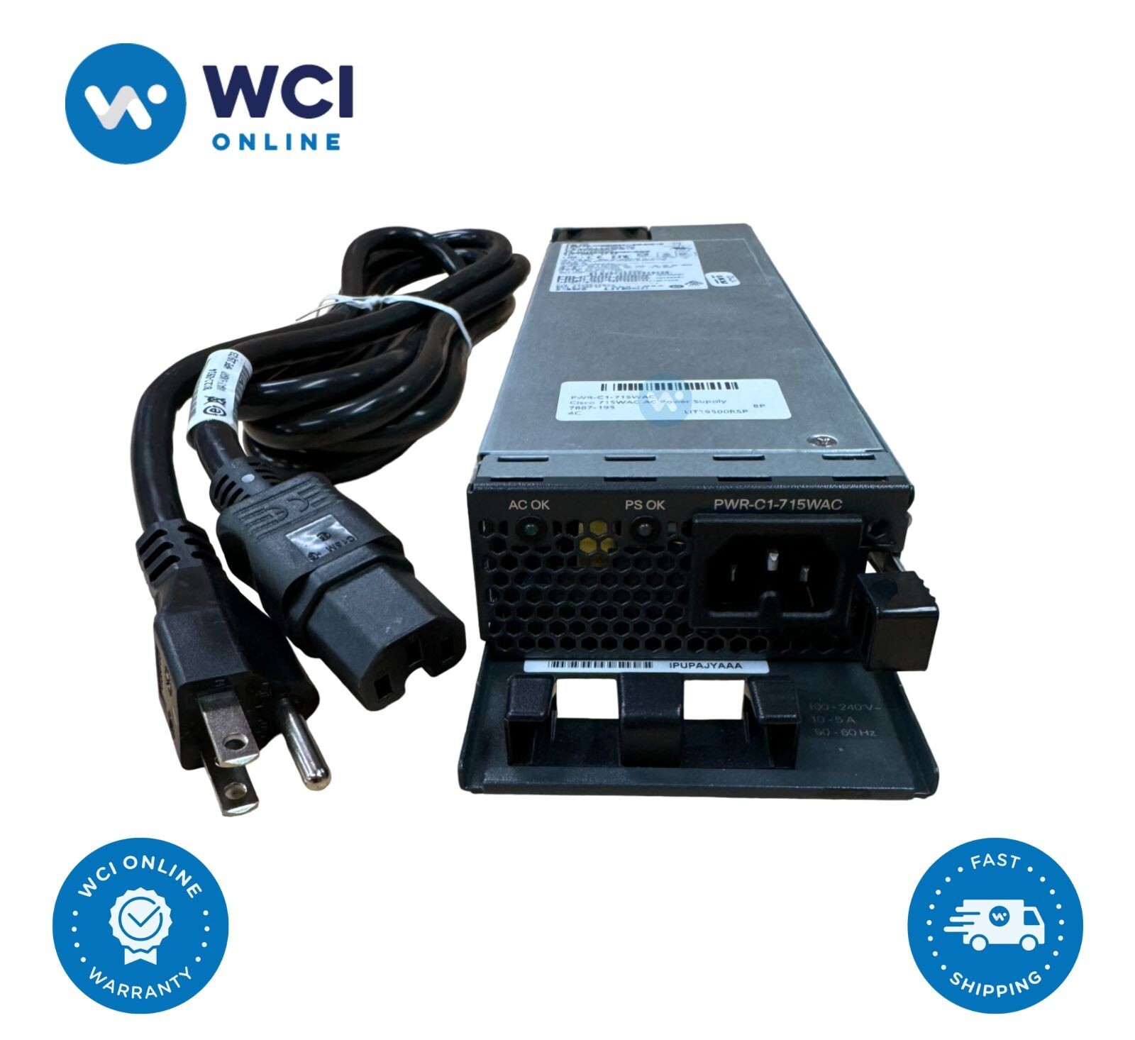 Cisco PWR-C1-715WAC Power Supply for 3850 Series Switch, w/ Power Cord - Tested