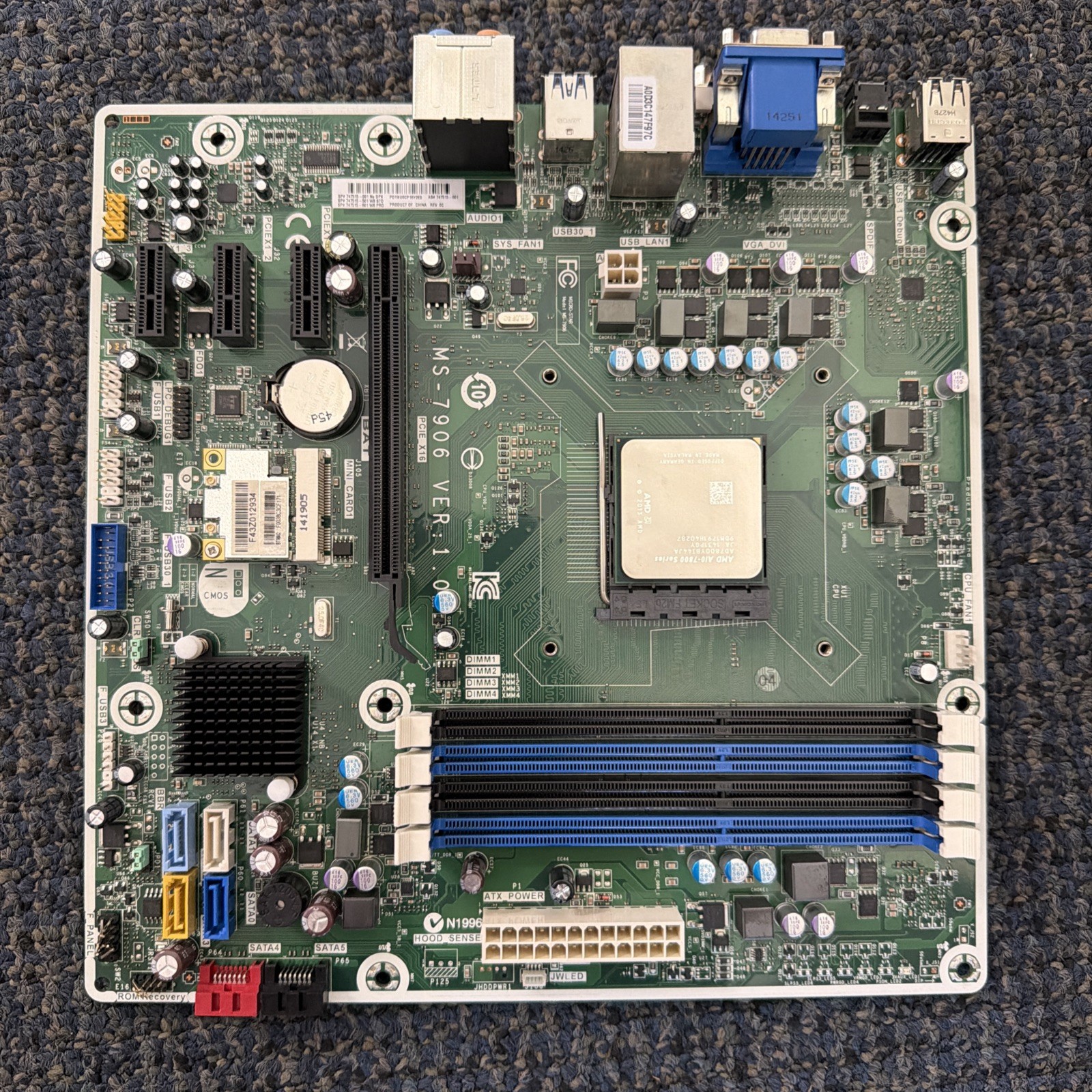 HP MS-7906 Ver 1.0 AMD A10-7800 3.5GHz FM2+ Quad-Core CPU AND wireless mini card