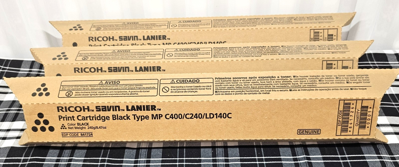 New 3 GENUINE Ricoh MP C400 Toner 2 Black 841724