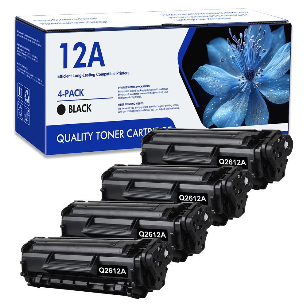 4 PACK Q2612A For HP 12A Toner Cartridge LaserJet 1020 1018 1010 1012 3050 3020
