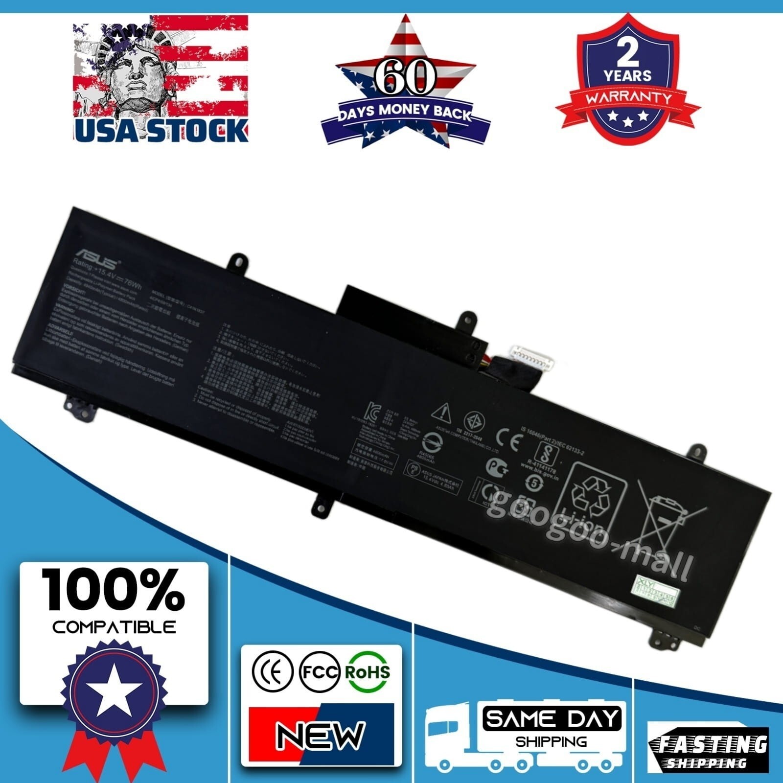 Original C41N1837 Battery For ASUS ROG Zephyrus GU502G GU502GV GA502DU GX502GV
