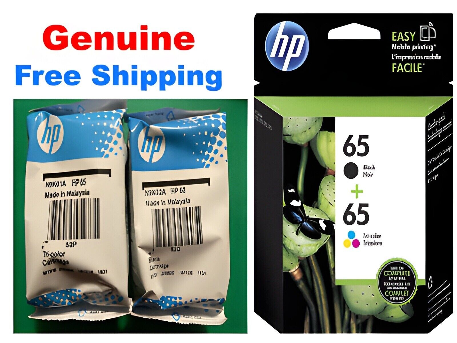 Genuine HP 65 Ink Cartridge Combo Pack for HP 2622 3752 3755 3722 printer-NEW   